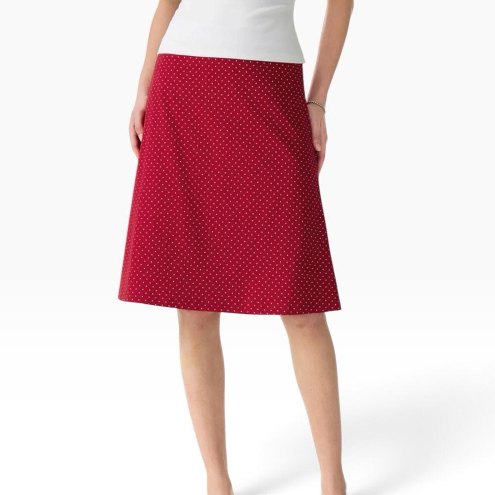 NWT OGL Stretch Cotton Polka Dot A-Line Flare Skirt Limited Ed Red Size Large